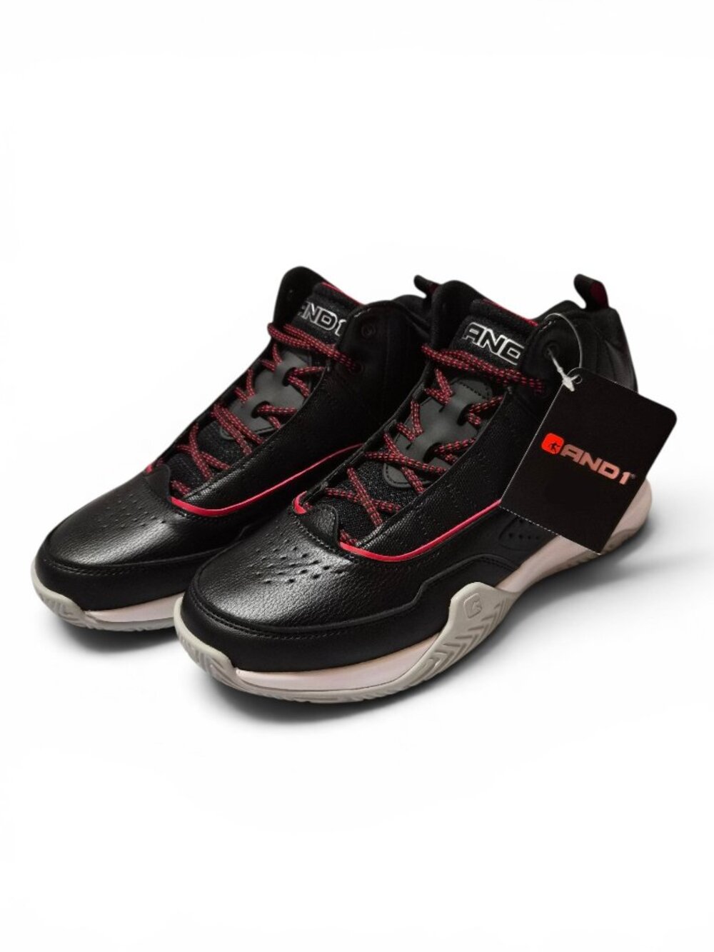 AND1 Mens Athletic Basketball Shoes Streetball High Top Size 7, 10 Lace-up Black
